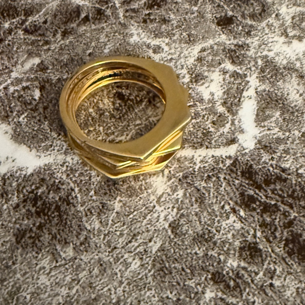 Gold Geometric shaped rings with J.Crew stamp sz. 7, 2 ring set.